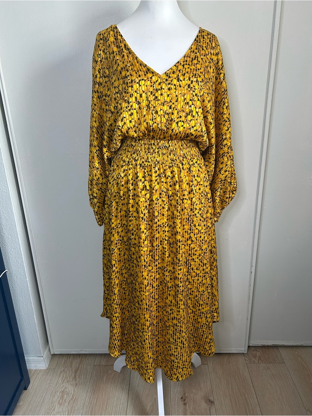 New Maeve by Anthropologie Floral Marigold Dolman Sleeve Midi Dress